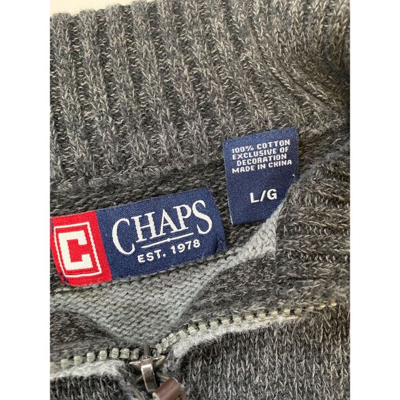 Chaps Rugby Sweater Mens L Long Sleeve 1/4 Zip Striped Knit Pullover Cotton - Picture 7 of 7